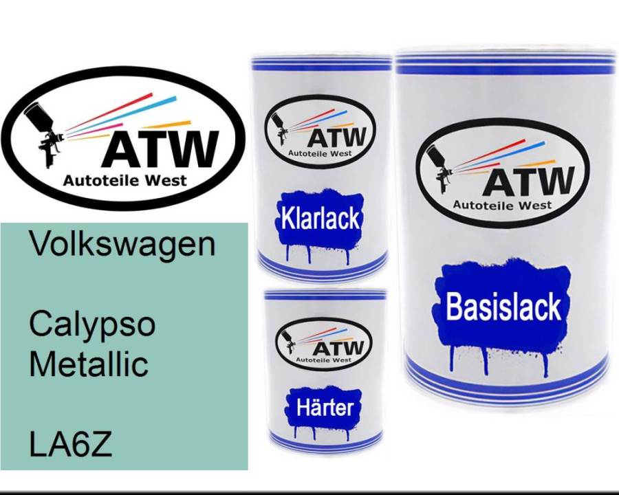 Volkswagen, Calypso Metallic, LA6Z: 500ml Lackdose + 500ml Klarlack + 250ml Härter - Set, von ATW Autoteile West.